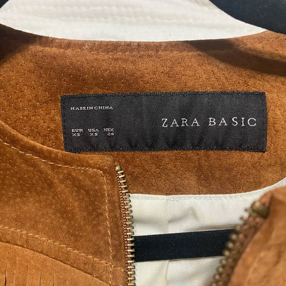Zara Brown Suede Fringe Leather Jacket - Picture 3 of 8